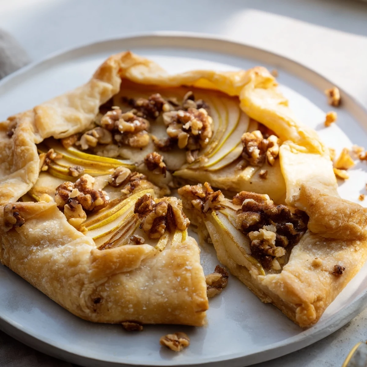 Golden, bubbly Rustic Pear and Ginger Galette showcasing sweet pears and warm spices, fresh from the oven.