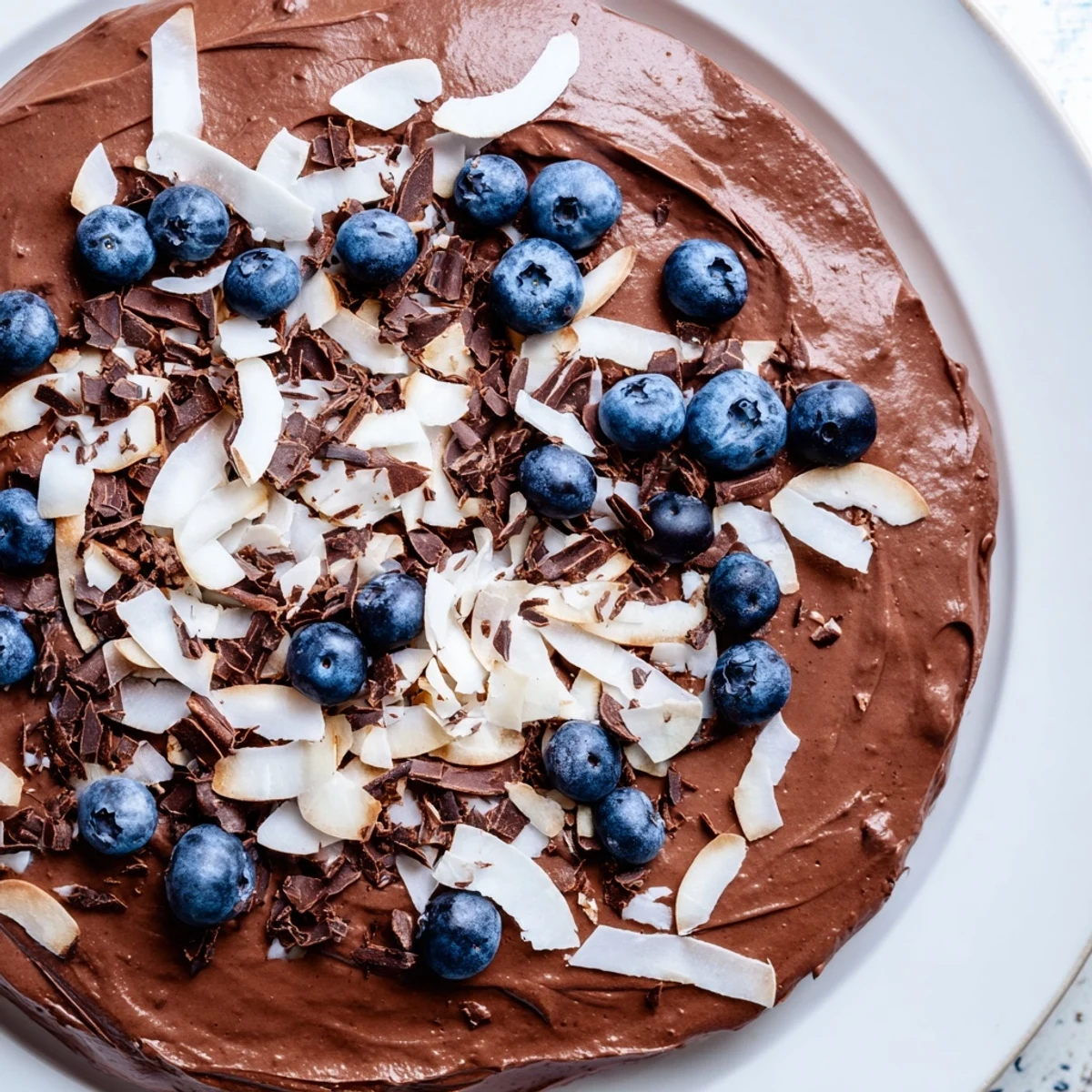 Creamy chocolate avocado mousse, a vegan treat with a smooth texture and rich cocoa taste.