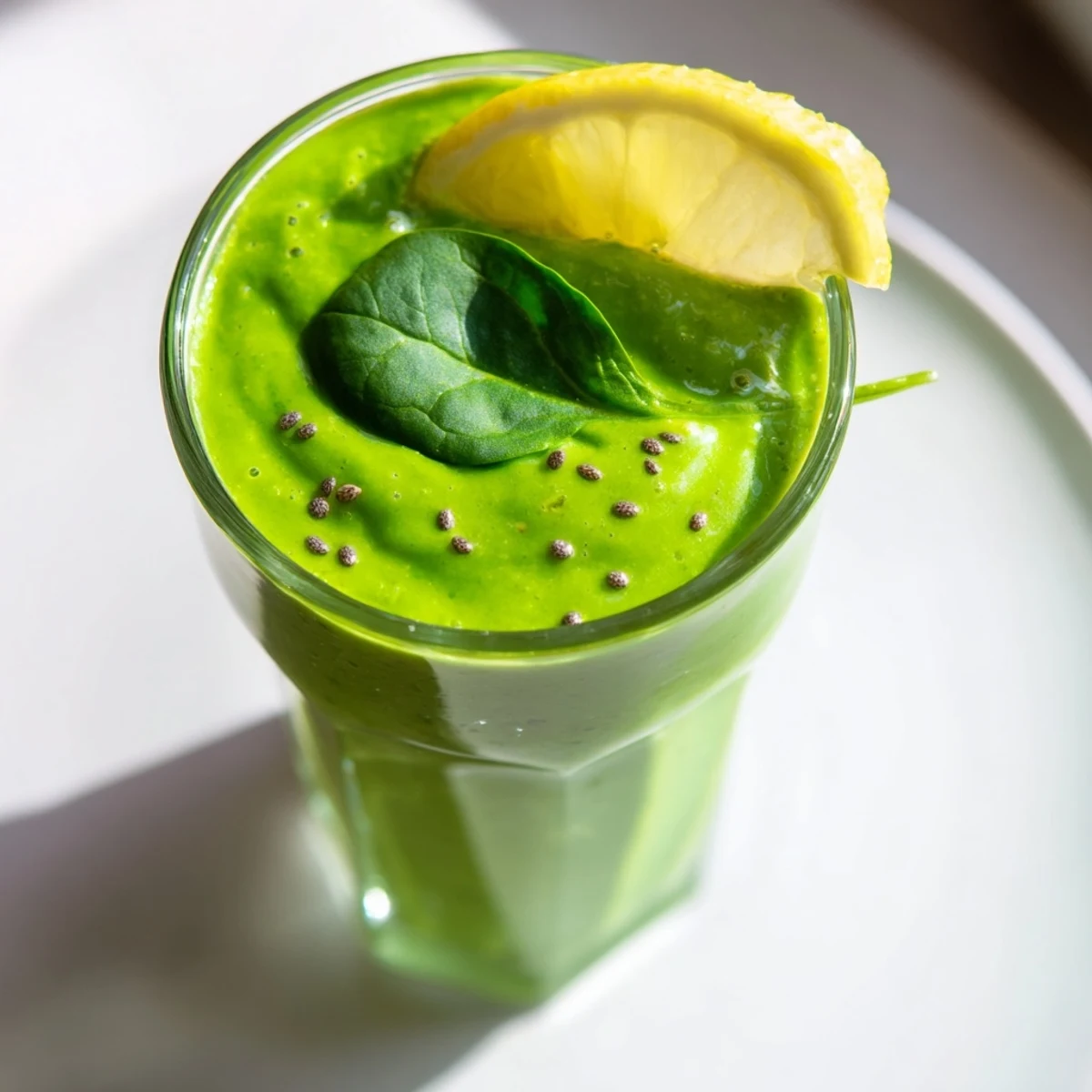Silky-smooth Spinach Avocado Smoothie, showcasing a healthy breakfast beverage with tropical fruit.