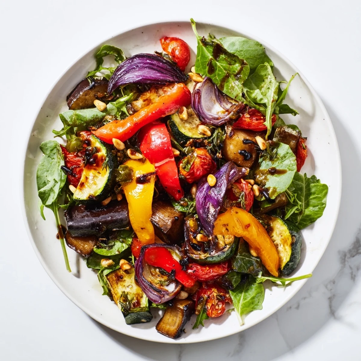 Imagine the amazing flavors: a Roasted Vegetable Salad with perfectly roasted veggies and fresh greens.