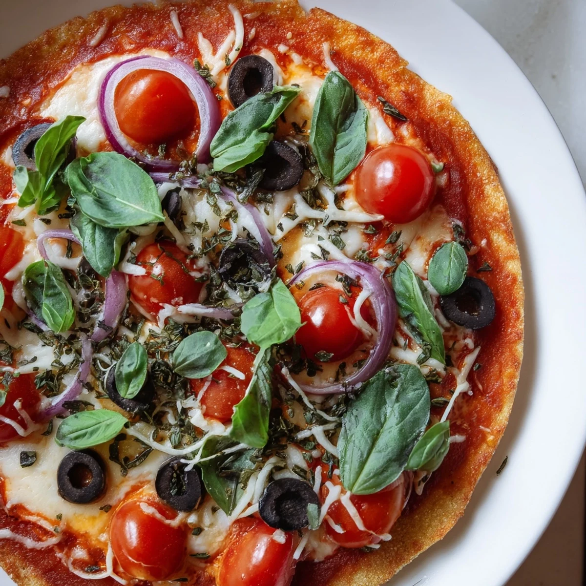 Golden-brown Crispy Tortilla Pizza with melted cheese, perfect for a quick dinner.