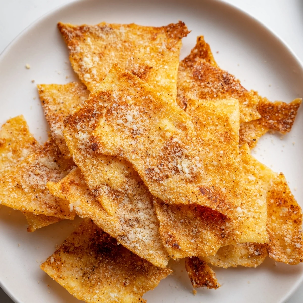 Golden-brown Cottage Cheese Chips with a dusting of smoked paprika and herbs, baked to crispy perfection on a cooling rack.