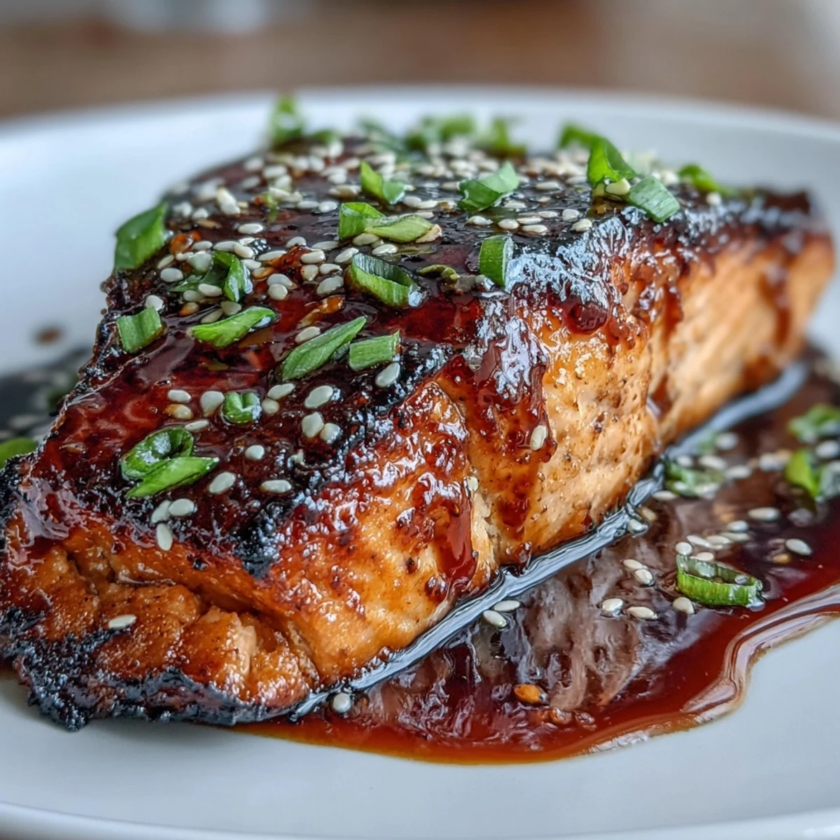 Maple Soy Glazed Salmon with vibrant, crisp vegetables and fluffy rice.