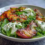 Grilled Peach Burrata Honey Salad