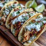 Slow cooker salsa verde chicken tacos piled high with fresh toppings.