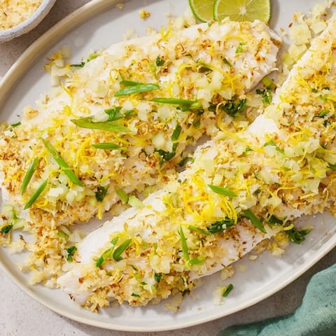Beautifully plated lemon herb tilapia, offering a healthy and flavorful sheet pan dinner option.