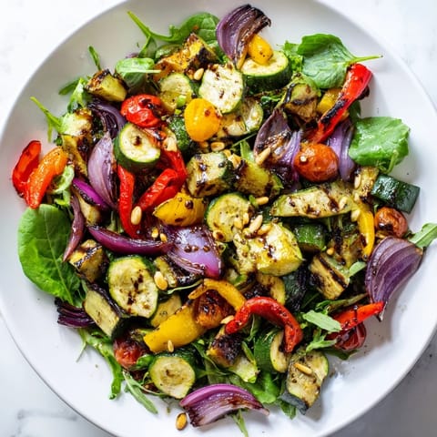 A beautiful close-up of a flavorful, healthy Roasted Vegetable Salad ready to be enjoyed.