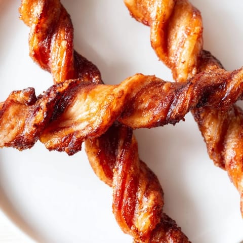 Sweet and spicy Spiced Bacon Twists shine with caramelized sugar, served warm as a brunch side.