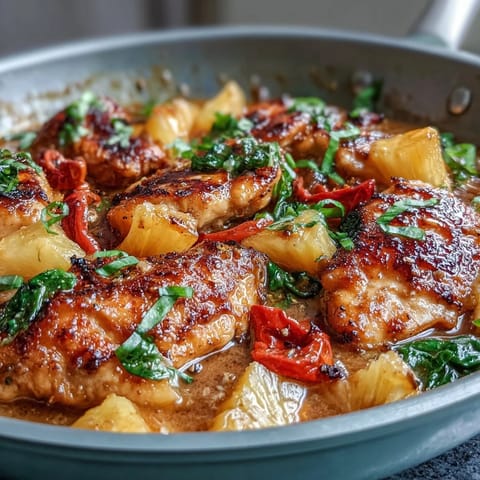 Vibrant one-pan chicken pineapple coconut curry with tender chicken, sweet pineapple, and creamy coconut milk.  