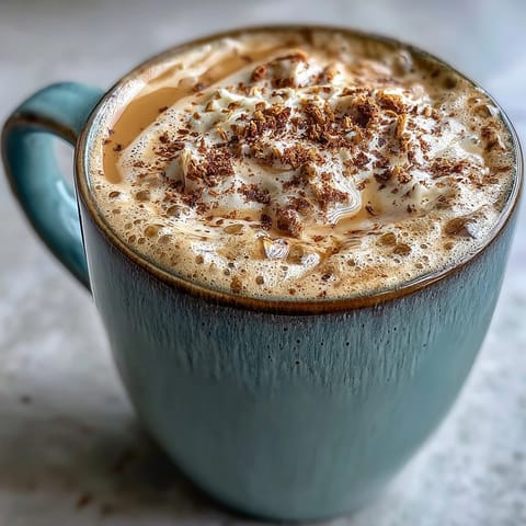 Creamy dandelion tea latte with oat milk and honey, topped with cinnamon foam in a cozy mug.