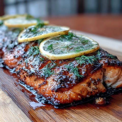 Tender, flaky salmon infused with lemon dill aroma, ready to serve.