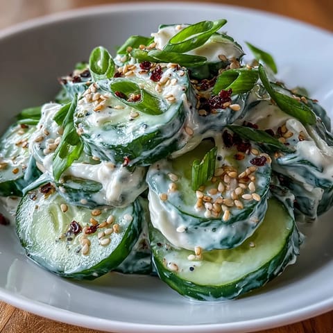 TikTok Cucumber Salad with Everything Bagel Dressing, a light and savory side dish.