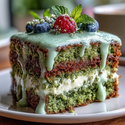 Smash cake mini matcha birthday cake: vibrant green layers peeking through creamy vanilla frosting.