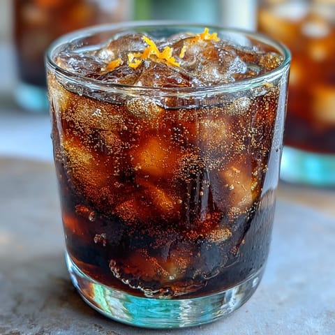 Vibrant cold brew coffee tonic with bright orange zest, perfectly chilled for a summer refreshment.