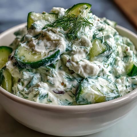 Creamy Icelandic skyr tzatziki with refreshing cucumber and garlic, perfect for dipping.