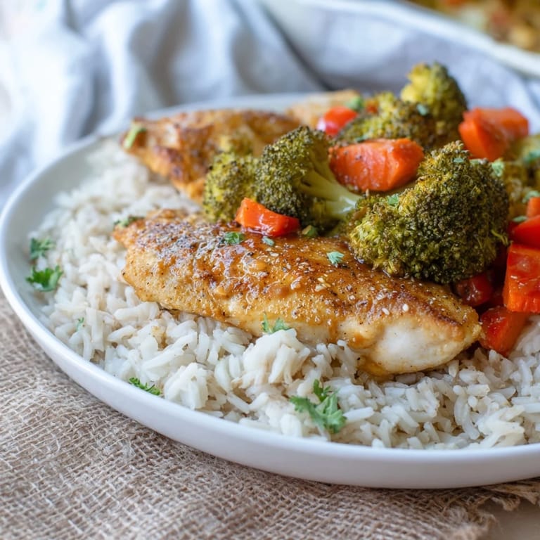 This one-pot teriyaki chicken and rice bake shows juicy chicken and fluffy rice melding perfectly.