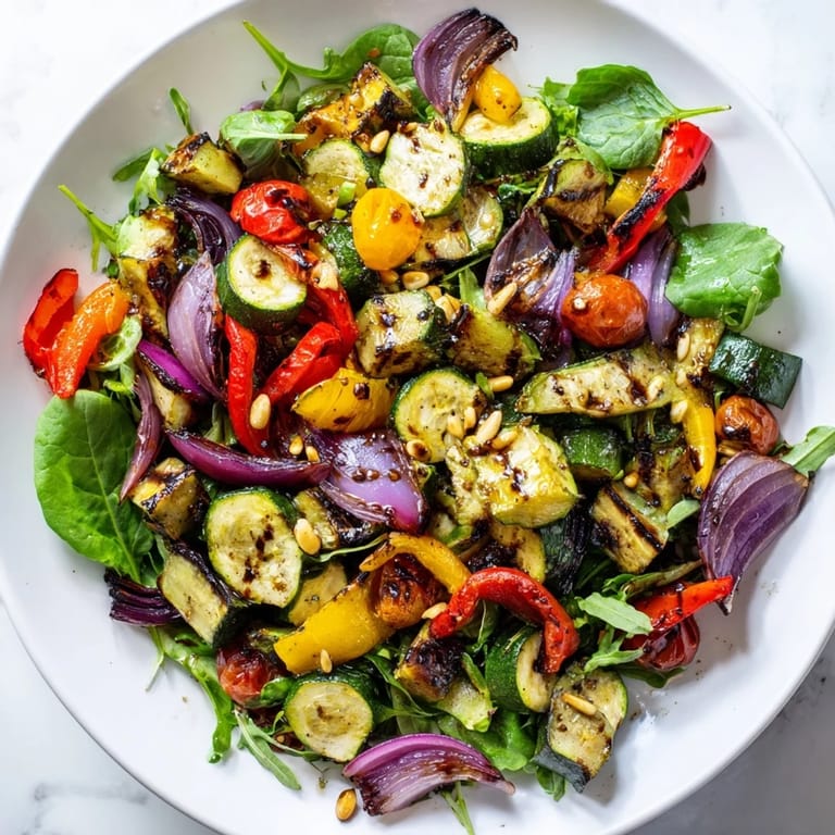 A beautiful close-up of a flavorful, healthy Roasted Vegetable Salad ready to be enjoyed.