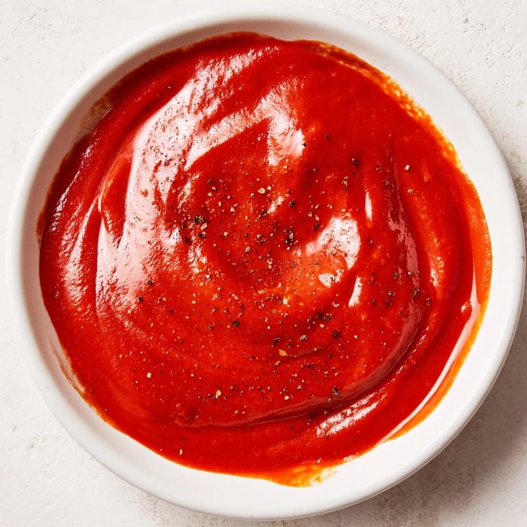 This Instant Creamy Marinara Hack boasts a vibrant, rich red color, ready to coat your pasta.