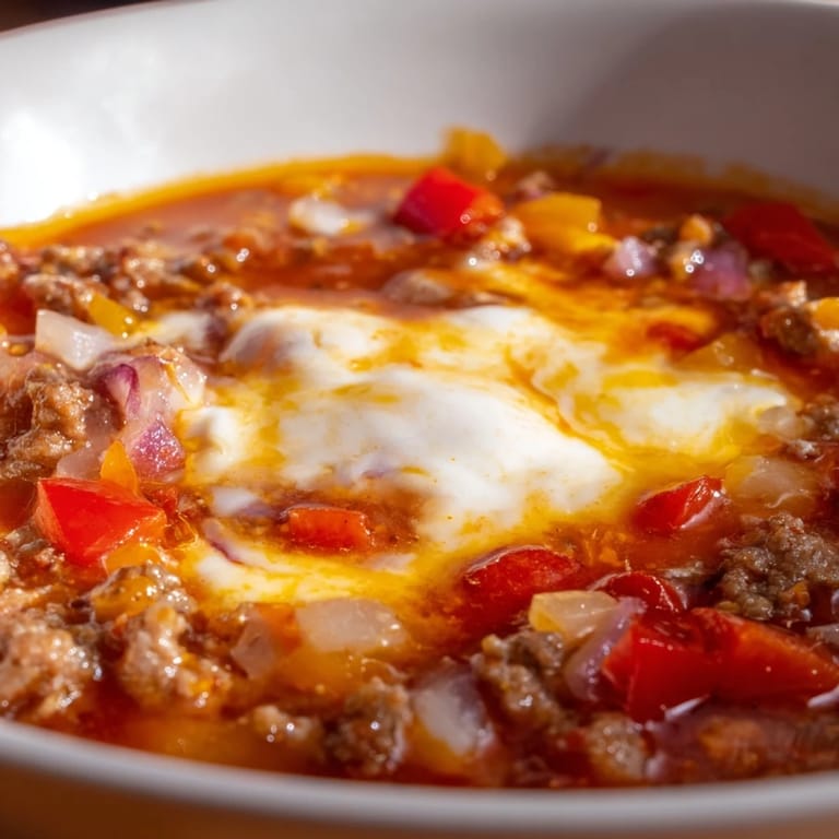 This Pizza Soup blends savory Italian sausage, tangy pizza sauce, and stringy mozzarella, perfect with crusty bread.