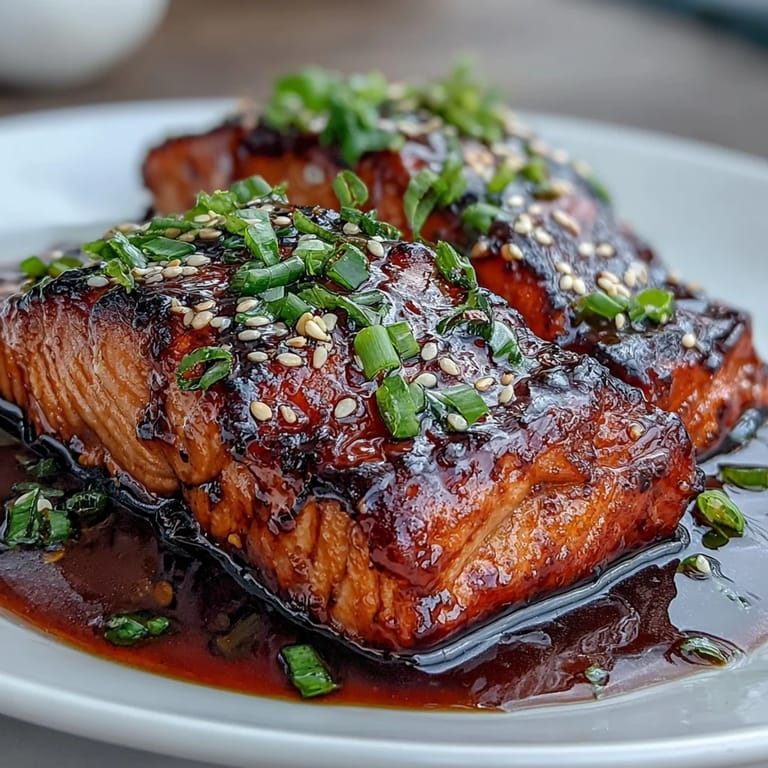 Perfectly cooked Maple Soy Glazed Salmon with a glossy, sweet glaze.
