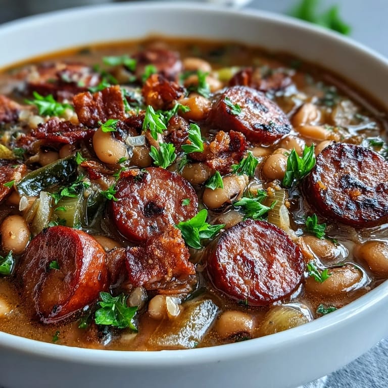 Generous bowl of Southern-Style Black-Eyed Peas, garnished with fresh parsley and served piping hot.