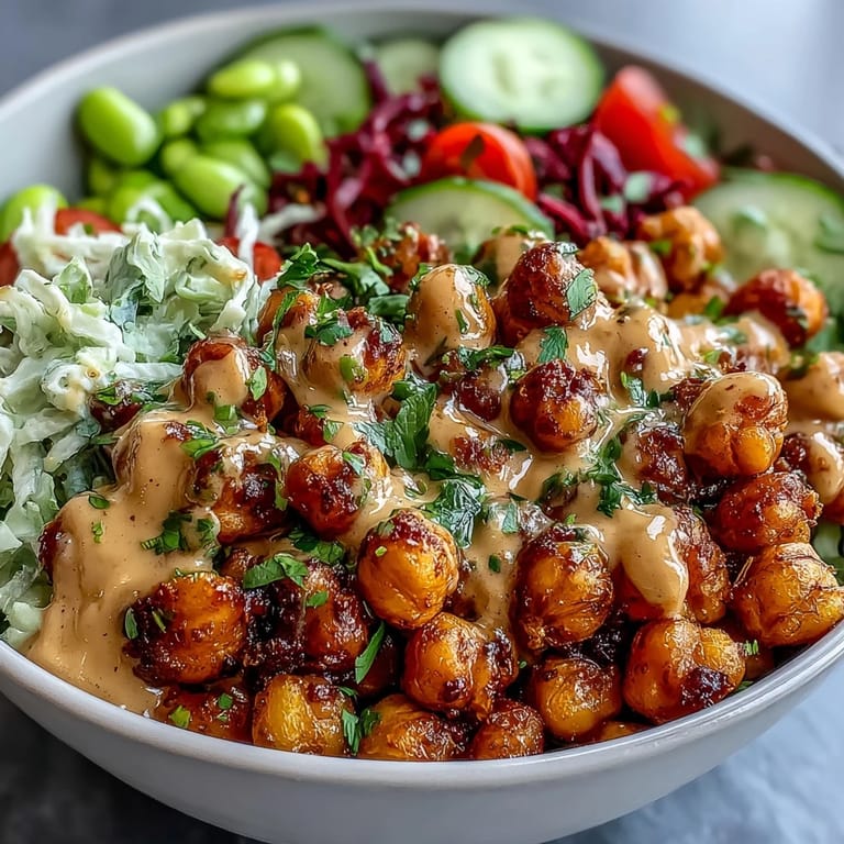 A nourishing Peanut Chickpea Protein Bowl served with lime wedges and sesame seeds, perfect for a quick vegetarian dinner.
