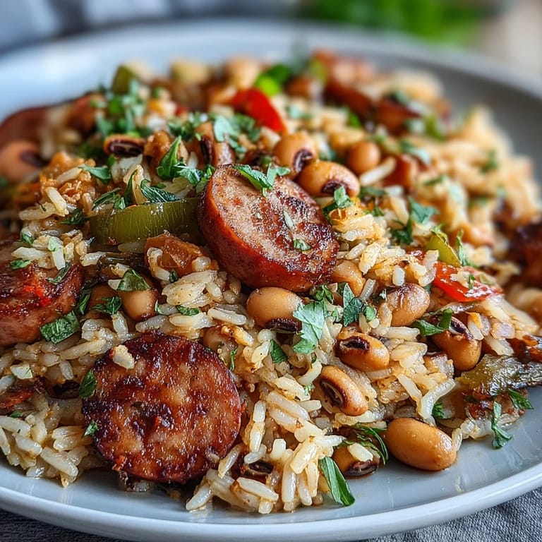 Hearty Black-Eyed Pea Jambalaya featuring tender rice and black-eyed peas ready for a family dinner.