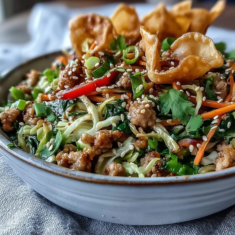 A wholesome serving of ranch turkey and veggie egg roll bowls with colorful fresh vegetables.