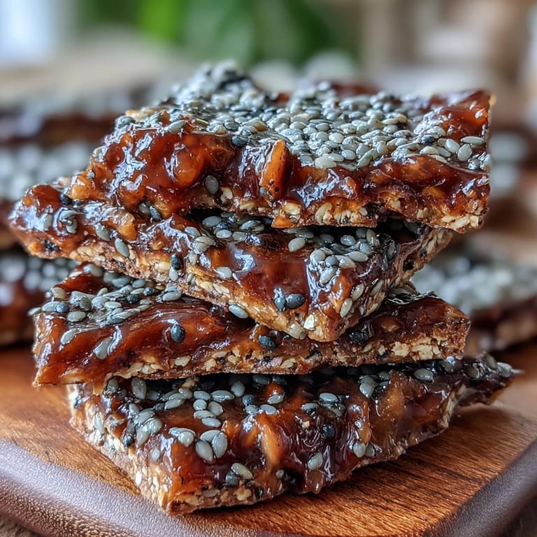 Fragrant black sesame brittle with caramelized sugar and butter, ideal for unique candy platters.  