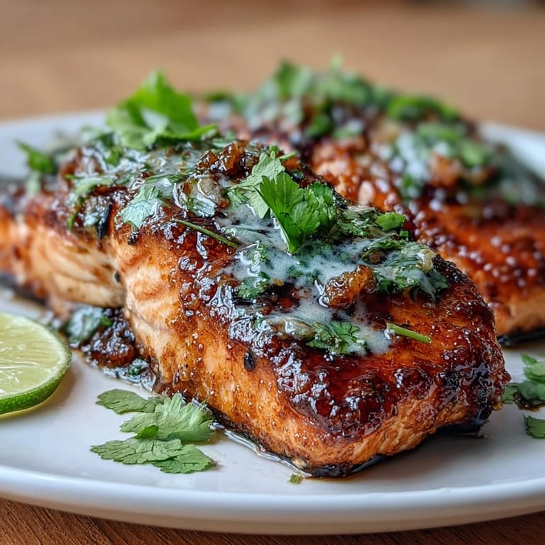 Honey-lime garlic butter baked salmon served with lime wedges and fresh herbs for a vibrant, flavorful dinner.