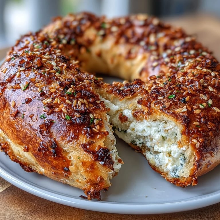 Chewy bagels made with Greek yogurt, sprinkled with savory everything seasoning, perfect for a quick and satisfying morning meal.
