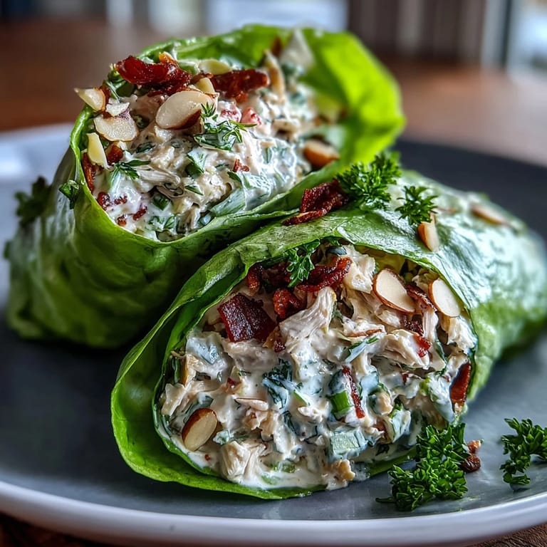 Fresh and light Healthy Easy Chicken Salad Lettuce Wraps filled with tender chicken, crunchy veggies, and creamy dressing in butter lettuce.  