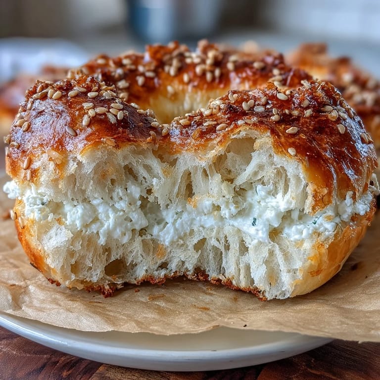 Easy self-rising flour bagels, brushed with egg wash and baked until perfectly golden brown.