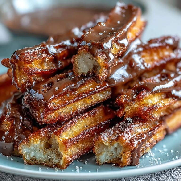 Bite-sized churros coated in sweet cinnamon sugar, fried to golden perfection, paired with a silky chocolate sauce for a festive Mexican dessert treat.