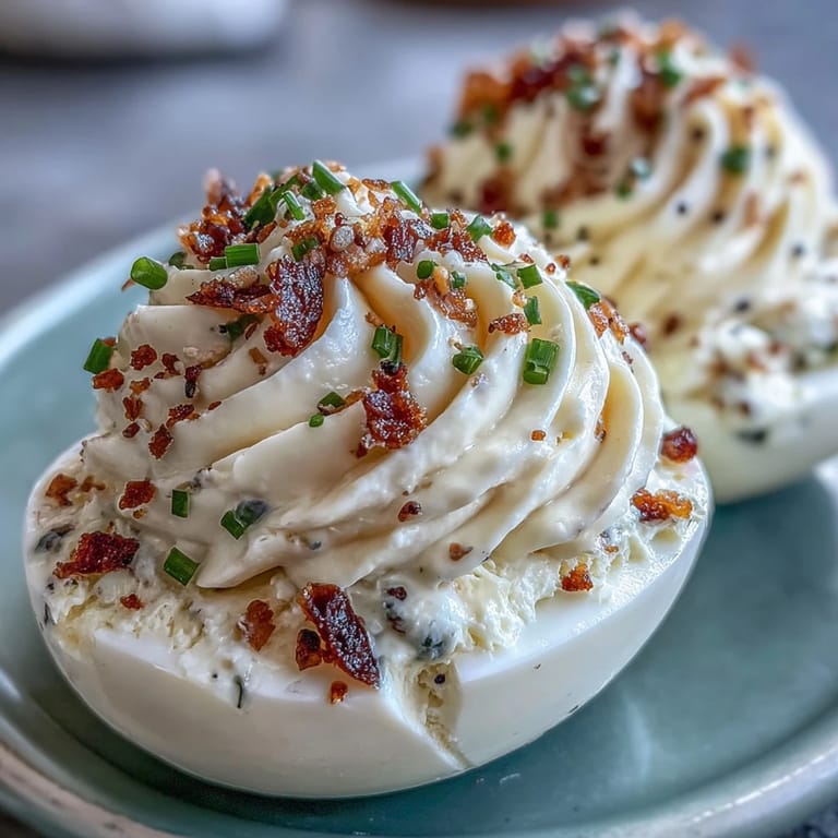Savory Everything Bagel Deviled Eggs with vibrant chives, ready to impress.