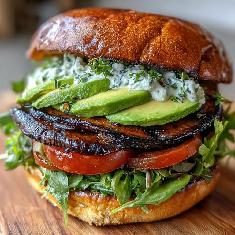 Deliciously smoky portobello mushroom burgers, a satisfying vegetarian meal ready to serve.