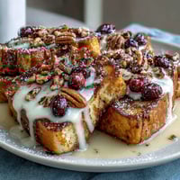 Golden baked blueberry French toast casserole with juicy berries, fluffy brioche, and a cinnamon-sugar topping, perfect for Mother's Day brunch.