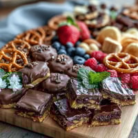 Vibrant grad party dessert board filled with mini brownies, lemon bars, colorful cake slices, and fresh berries for a