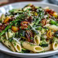Fresh Spring Pasta Primavera bursting with colorful vegetables and herbs, perfect for a light vegetarian dinner.