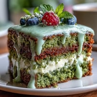 Smash cake mini matcha birthday cake: vibrant green layers peeking through creamy vanilla frosting.